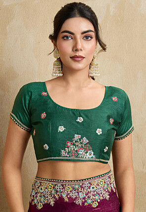 Embroidered Chiffon Saree in Purple