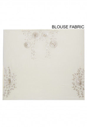 Embroidered Chiffon Saree in Shaded Orange and Peach