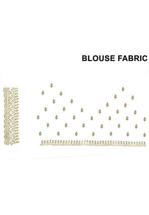 Embroidered Chiffon Scalloped Saree in Off White