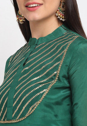 Embroidered Chinon Chiffon Pakistani Suit in Dark Green