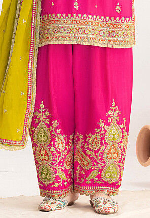 Embroidered Chinon Chiffon Pakistani Suit in Fuchsia