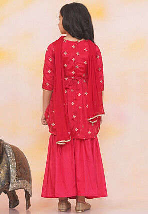 Embroidered Chinon Chiffon Pakistani Suit in Fuchsia