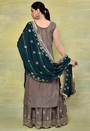 Embroidered Chinon Chiffon Pakistani Suit in Grey