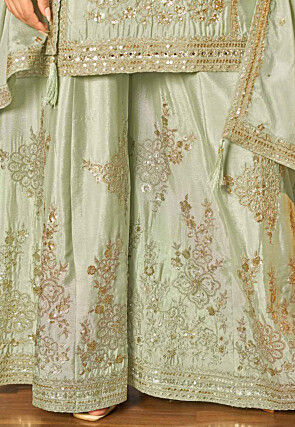 Embroidered Chinon Chiffon Pakistani Suit in Pastel Green