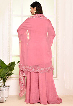 Embroidered Chinon Chiffon Pakistani Suit in Pink