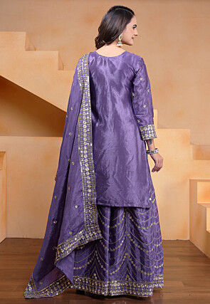 Embroidered Chinon Chiffon Pakistani Suit in Purple