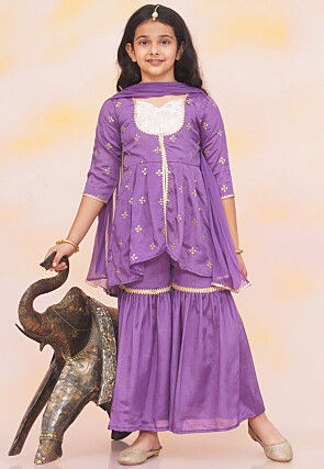 Embroidered Chinon Chiffon Pakistani Suit in Purple