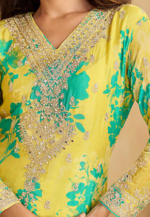 Embroidered Chinon Chiffon Pakistani Suit in Yellow