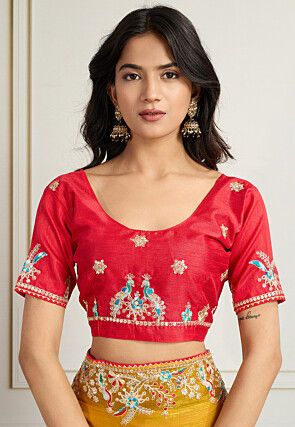 Embroidered Chinon Chiffon Saree in Mustard