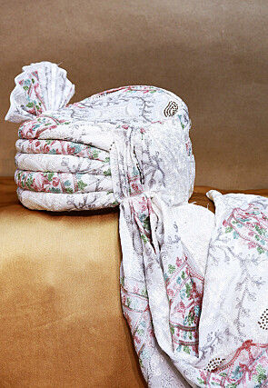 Embroidered Chinon Chiffon Turban in White