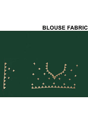 Embroidered Chinon Crepe Scalloped Saree in Dark Green