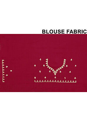 Embroidered Chinon Crepe Scalloped Saree in Maroon