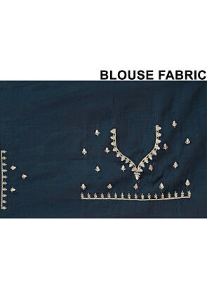 Embroidered Chinon Crepe Scalloped Saree in Teal Green