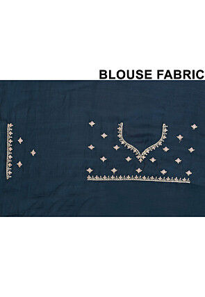 Embroidered Chinon Crepe Scalloped Saree in Teal Green