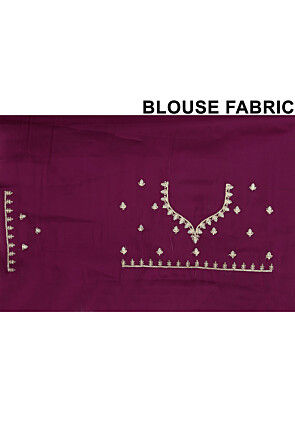 Embroidered Chinon Crepe Scalloped Saree in Wine