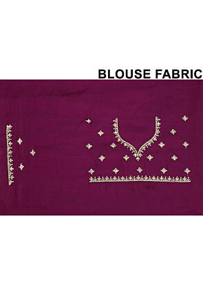 Embroidered Chinon Crepe Scalloped Saree in Wine