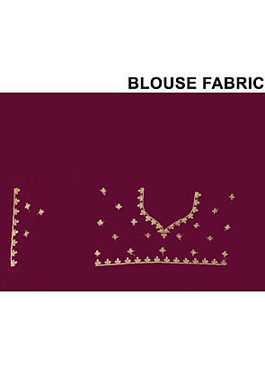 Embroidered Chinon Crepe Scalloped Saree in Wine