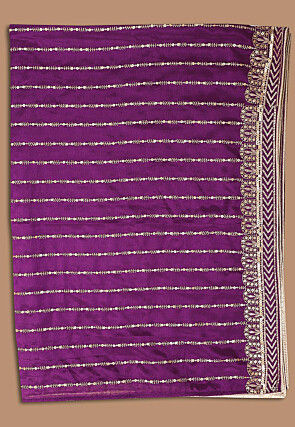 Embroidered Chinon Silk Dupatta in Purple