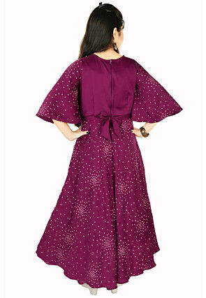 Embroidered Chinon Silk Gown in Wine