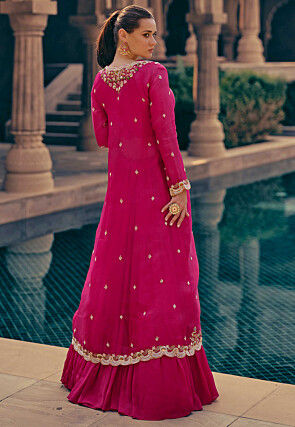 Embroidered Chinon Silk Lehenga in Pink