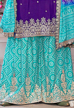 Embroidered Chinon Silk Pakistani Suit in Purple