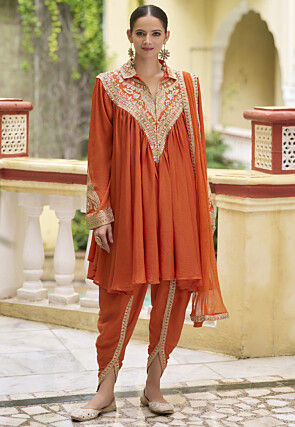 Orange salwar suit design top