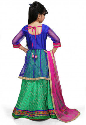Embroidered Chinon Viscose Lehenga Set in Light Green
