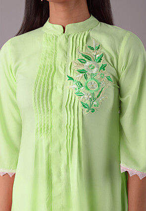 Embroidered Rayon CO Ord Set in Light Green