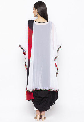 Embroidered Cotton Cape Style Pakistani Suit in Black