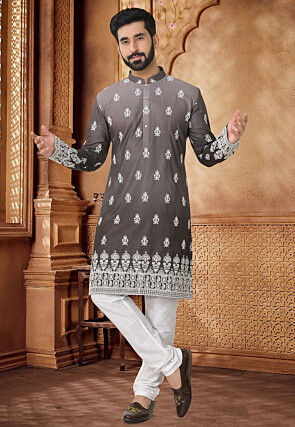 Men s Grey Kurta Pajama Buy Latest Men s Ethnic Wear Online Utsav Fashion