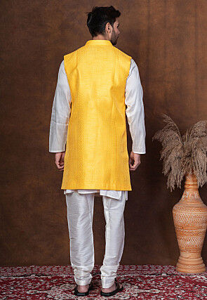 Embroidered Cotton Kurta Set in White