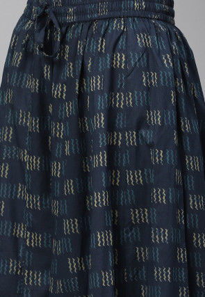 Embroidered Cotton Kurta with Palazzo in Dark Blue