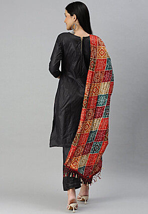 Embroidered Cotton Pakistani Suit in Black