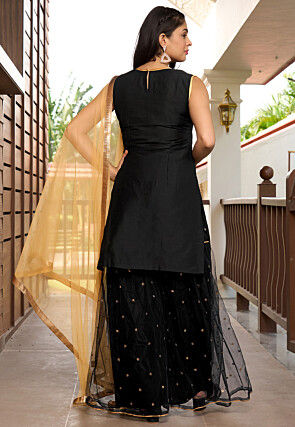Embroidered Cotton Pakistani Suit in Black