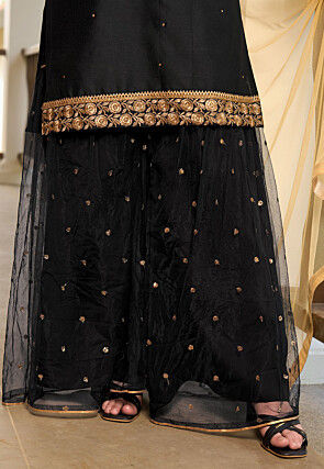 Embroidered Cotton Pakistani Suit in Black