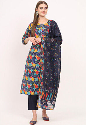 Embroidered Cotton Pakistani Suit in Blue