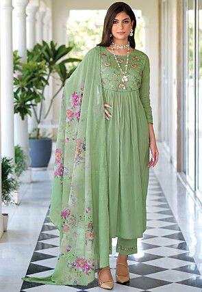 Georgette Pista Green Dress Material | Straight dress, Pakistani dresses  online, Pakistani dresses