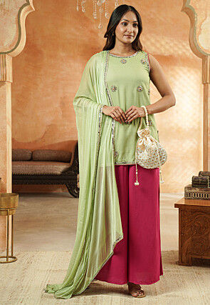 Embroidered Cotton Pakistani Suit in Green