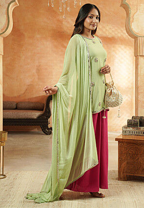 Embroidered Cotton Pakistani Suit in Green