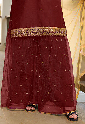 Embroidered Cotton Pakistani Suit in Maroon