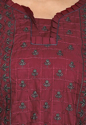 Embroidered Cotton Pakistani Suit in Maroon
