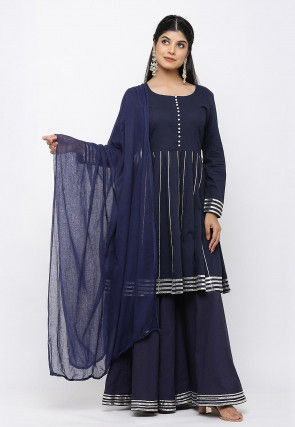 simple navy blue dress pakistani Navy Blue Velvet Pakistani Dress in Capri Kameez for Wedding Party   Nameera by Farooq