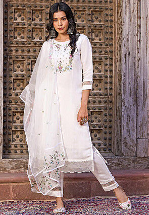 White Mirror Work Pakistani Dress. White Silk Kurti Pant Suit, Plus Size  Kurti Dupatta Set - Etsy