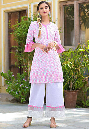Buy Carrot Pink Silk Pakistani Suit With Palazzo Pant Online  LSTA00013   Andaaz Fashion