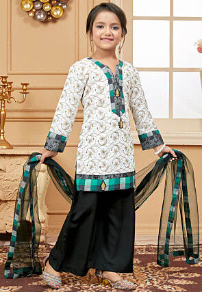 Embroidered Cotton Pakistani Suit in Off White