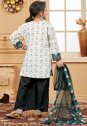 Embroidered Cotton Pakistani Suit in Off White