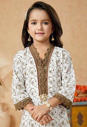 Embroidered Cotton Pakistani Suit in Off White