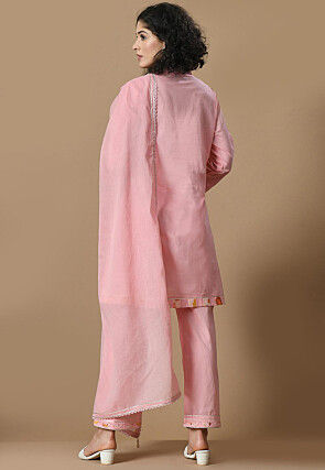 Embroidered Cotton Pakistani Suit in Pink