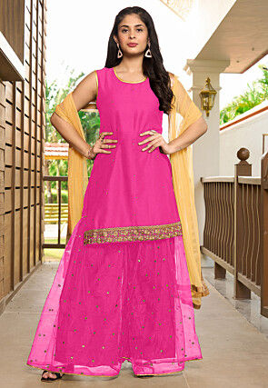 Embroidered Cotton Pakistani Suit in Pink