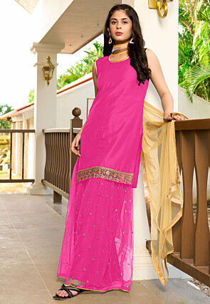 Embroidered Cotton Pakistani Suit in Pink